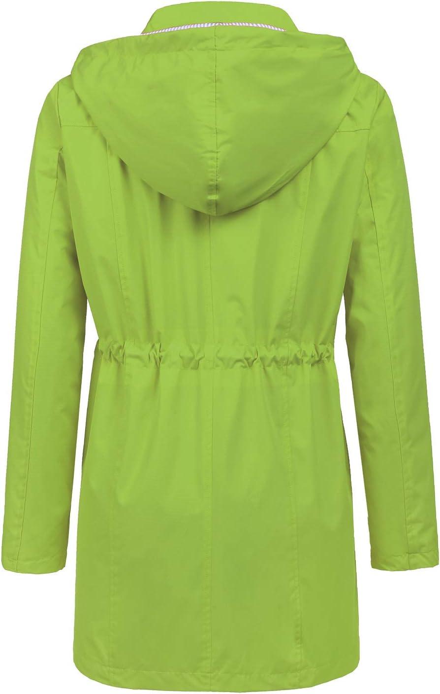 image:imageLOMON Raincoat Women Waterproof Long Hooded Trench Coats Lined Windbreaker Travel Jacket SXXLGreen