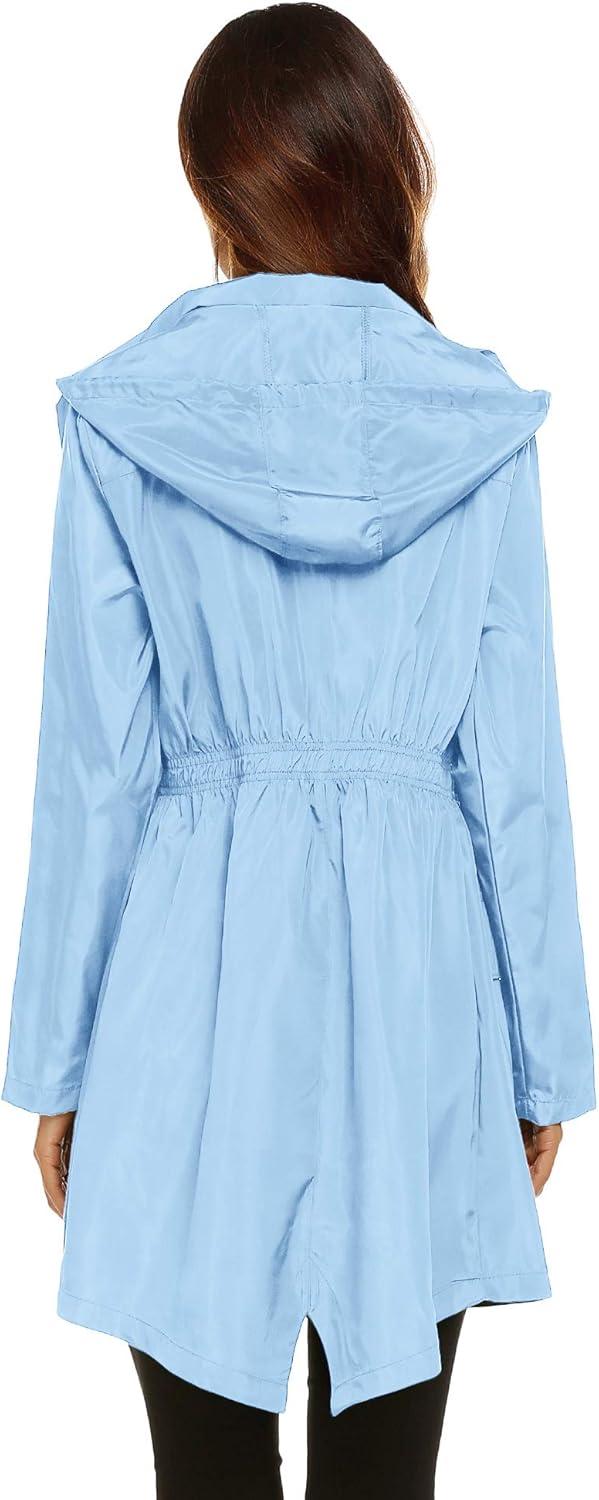 image:imageLomon Women Waterproof Lightweight Rain Jacket Active Outdoor Hooded RaincoatLight Blue