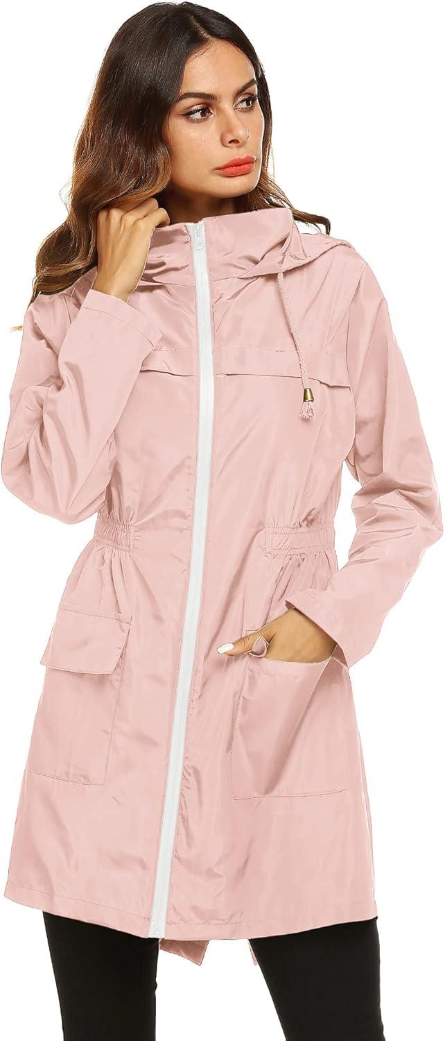 image:imageLomon Women Waterproof Lightweight Rain Jacket Active Outdoor Hooded RaincoatPink