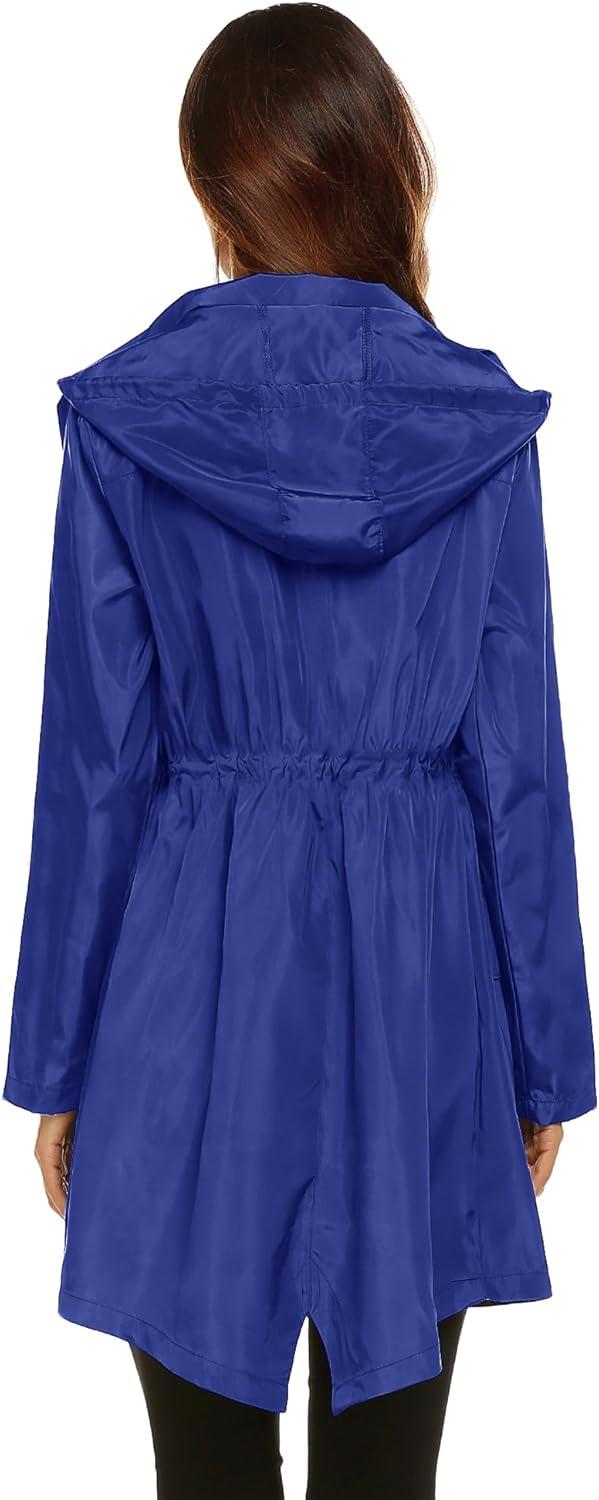 image:imageLomon Women Waterproof Lightweight Rain Jacket Active Outdoor Hooded RaincoatRoyal Bluewaist Drawstring