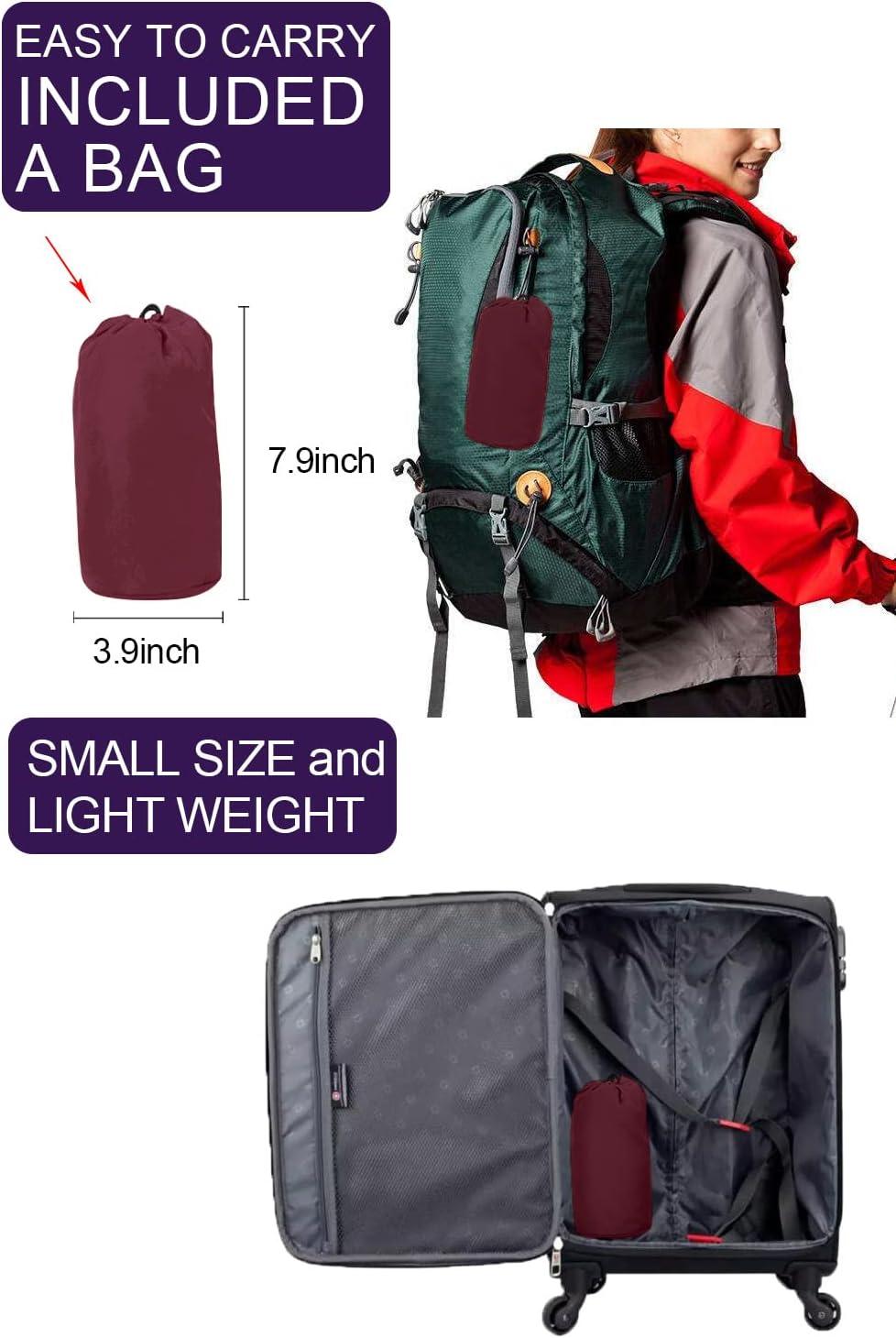 image:imageLomon Women Waterproof Lightweight Rain Jacket Active Outdoor Hooded RaincoatWine Red