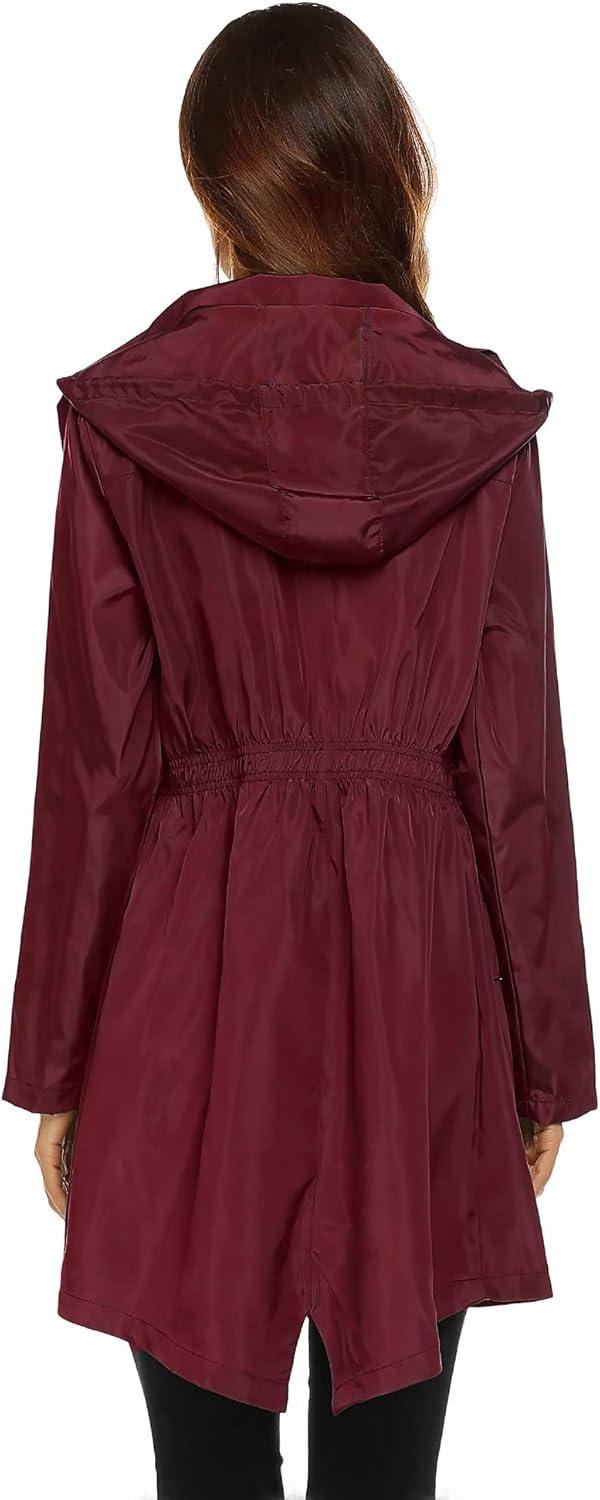 image:imageLomon Women Waterproof Lightweight Rain Jacket Active Outdoor Hooded RaincoatWine Red
