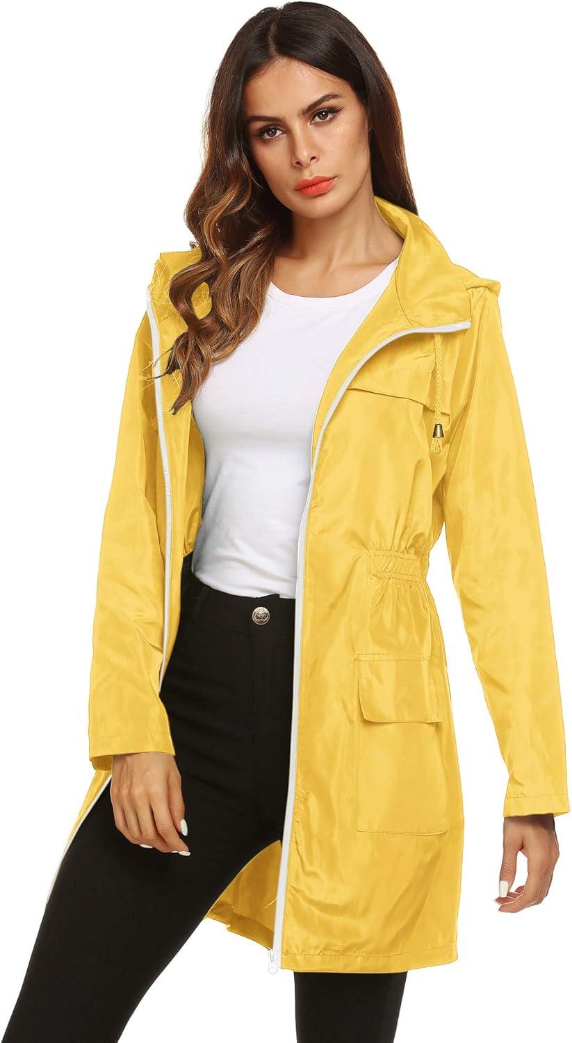image:imageLomon Women Waterproof Lightweight Rain Jacket Active Outdoor Hooded RaincoatYellow