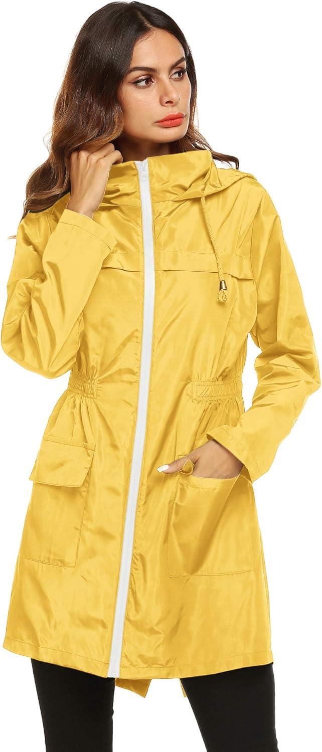 image:imageLomon Women Waterproof Lightweight Rain Jacket Active Outdoor Hooded RaincoatYellow
