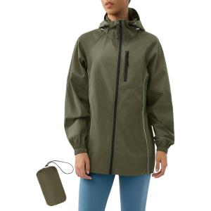 LOMON Lightweight Active Rain Jacket Hooded Water Resistant Raincoat Windbreaker Casual Jacket(Amy Green)